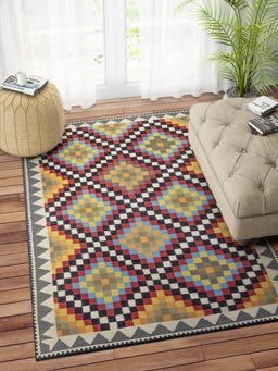 IMPERIAL KNOTS - Multi-Color Pixel Kilim Hand Woven Dhurrie (4 x 6 feet)