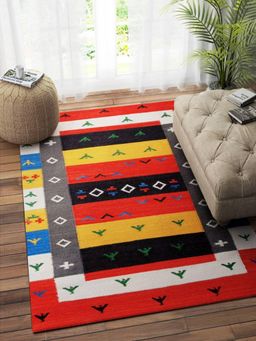 IMPERIAL KNOTS - Multi-Color Gabbeh Kilim Hand Woven Dhurrie (4 x 6 feet)