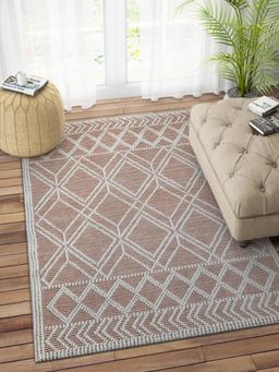 IMPERIAL KNOTS - Ivory and Rust Kilim Hand Woven Dhurrie (4 x 6 feet)