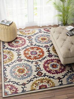 IMPERIAL KNOTS Multi-Color Suzani Hand Tufted Carpet (5x8 feet)