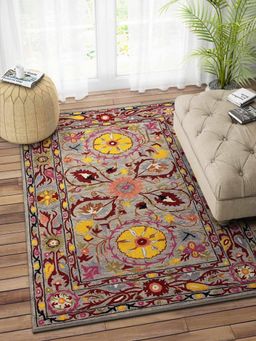 IMPERIAL KNOTS - Multi-Color Suzani Hand Tufted Carpet (5x8 feet)