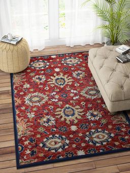 IMPERIAL KNOTS - Red Suzani Hand Tufted Carpet (5x8 feet)