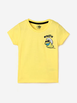 The Souled Store - The Smurfs Brave Smurfette Cotton Oversized T-Shirt for Girls