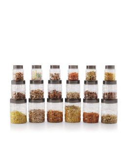 CELLO - Checkers PET Canister (300ml x 6, 650ml x 6, 1200 x 6), Transparent (Set of 18)