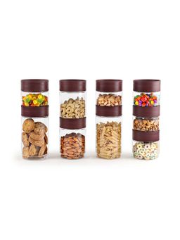 CELLO - Modustack Storage Container Jar, Maroon (Set of 9)