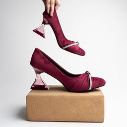 Shoetopia - Shoetopia Rhinestone Decor Pointed Toe Stylish Cherry Pumps