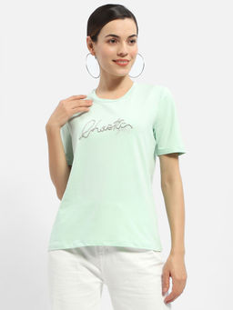 Madame - Typography Mint Green Crew Neck T-Shirt