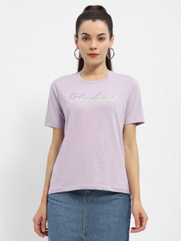 Madame - Typography Lilac Crew Neck T-Shirt