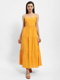 Madame - Cami Neck Orange Tiered Maxi Dress
