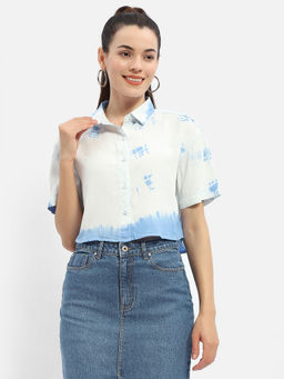 Madame - Tie-Dye Blue Half Sleeve Shirt