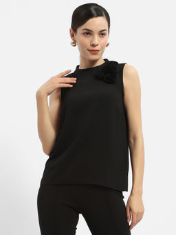 Madame - Applique Adorned Black Shimmer Top