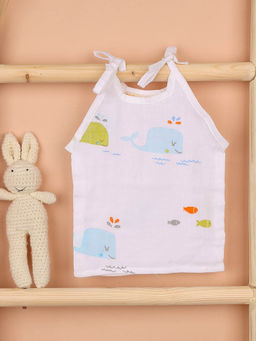 Moms Home - White Whale Muslin Organic Cotton Open Knotted Jhabla