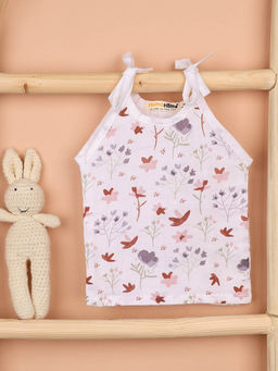 Moms Home - White Blossom Muslin Organic Cotton Open Knotted Jhabla