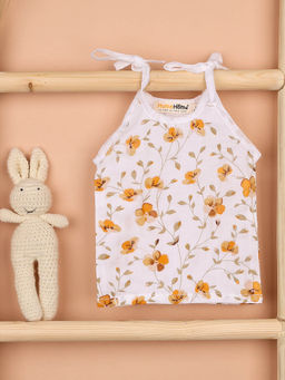 Moms Home - White Bloom Muslin Organic Cotton Open Knotted Jhabla