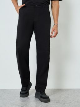 Styli - Mens Black Relaxed Fit Tapered Chinos