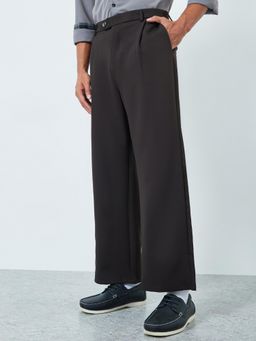 Styli - Mens Dark Grey High Waist Wide Leg Korean Pant