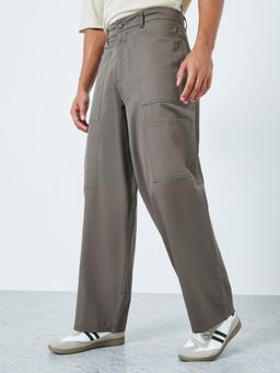 Styli - Mens Grey Baggy Fit Multi Pocket Trouser