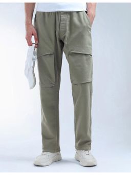 Flying Machine - Mens Green Mid Rise Relaxed Fit Cargo Trouser
