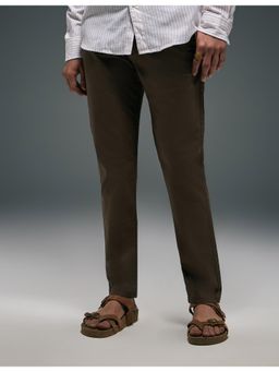 Flying Machine - Brown Slash Slim Tapered Fit Satin Chinos