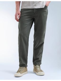 Flying Machine - Mens Green Cobain 90's Loose Cropped Chinos