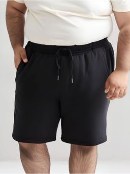 UNSTD - Mens Black Regular Fit Plus Size Solid Cotton Shorts