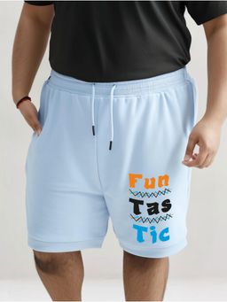 UNSTD - Mens Blue Regular Fit Plus Size Printed Cotton Shorts