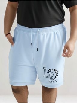 UNSTD - Mens Blue Regular Fit Plus Size Printed Cotton Shorts