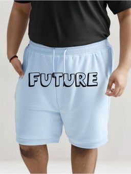 UNSTD - Mens Blue Regular Fit Plus Size Printed Cotton Shorts