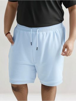 UNSTD - Mens Blue Regular Fit Plus Size Solid Cotton Shorts