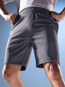 DaMENSCH - Mens Grey Premium Regular Fit Ottoman Textured Shorts