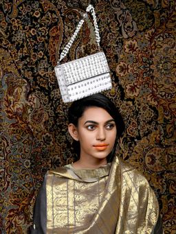 Odette - White Embellished Box Clutch