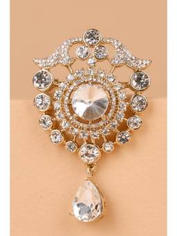 TASVA - Men Embellished Sequined Brooch - White