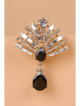 TASVA - Men Embellished Sequined Brooch - Black