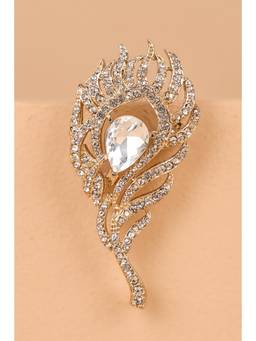 TASVA - Men Embellished Sequined Brooch - White
