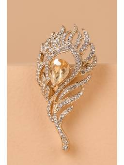 TASVA - Men Embellished Sequined Brooch - Gold