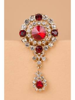 TASVA - Men Embellished Sequined Brooch - Red