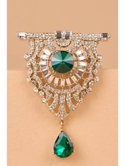 TASVA - Men Embellished Sequined Brooch - Green