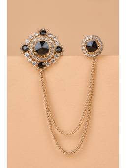 TASVA - Men Embellished Sequined Brooch - Black