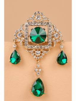 TASVA - Men Embellished Sequined Brooch - Green