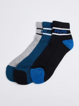 max - Men Colorblock Ankle-Length Socks (Pack of 3)