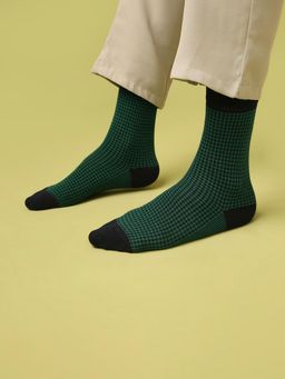 Mint & Oak - Houndstooth Men's Crew Socks -Green