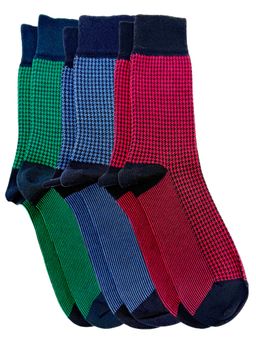 Mint & Oak - Houndstooth Men Multi-Color Socks (Pack of 3)