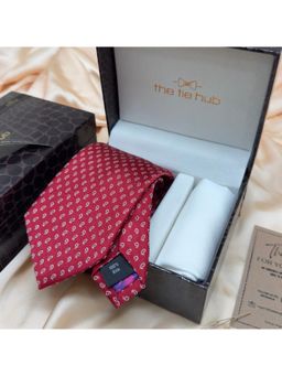 The Tie Hub - Red Paisley Silk Tie & Pocket Square