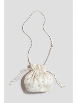 H&M - Girls White Embroidered Drawstring Potli Bag