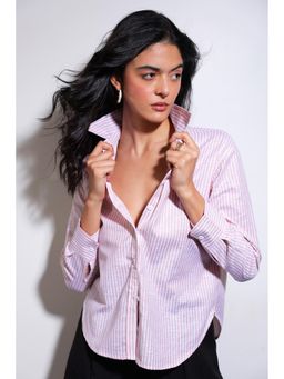 COLOR CAPITAL - Women Pink Relaxed Fit Striped Shirt