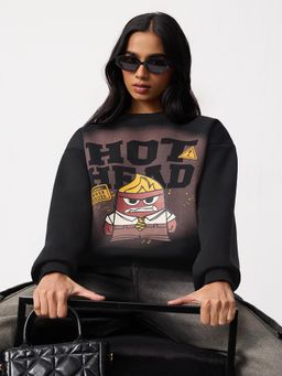 The Souled Store - Black Official Disney Inside Out: Angry Women Oversized Sweatshirt