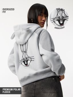 The Souled Store - Grey Official Looney Tunes: Bunny Ears Oversized Hoodie