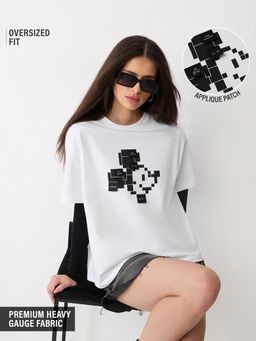 The Souled Store - Official Disney Mickey Mouse: Sticky Notes Women Oversized T-Shirts