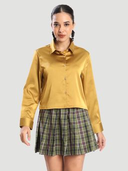 Bene Kleed - women's Gold slim fit satin party Shirt