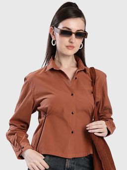 Bene Kleed - Women Brown Solid Casual Shirt